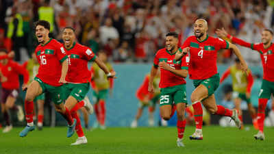 Morocco National Team Players Celebrating a Goal