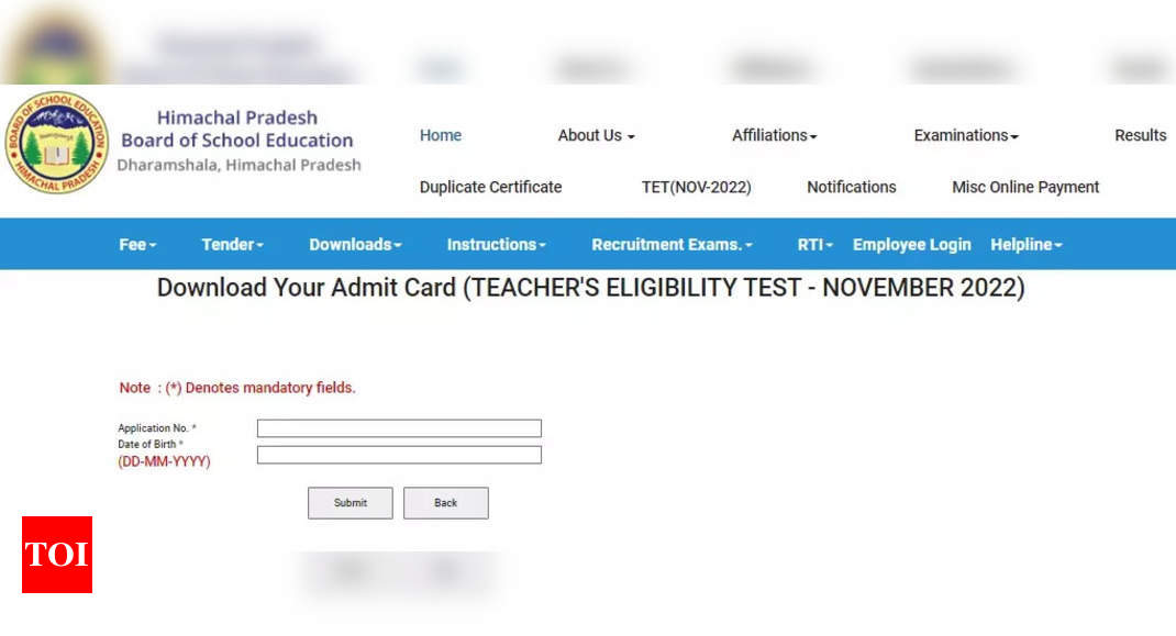 HP TET Admit Card 2022 released for Shastri, TGT & Language Teacher posts at hpbose.org | – Times of India