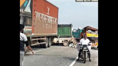 Pile-up on Bengaluru-Hyderabad NH after trucker halts to avoid running over snake