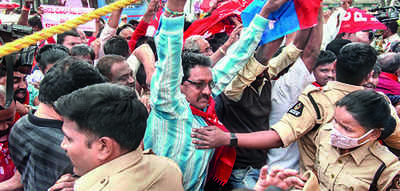 Police Thwart Cpi Protest March Demanding Abolition Of Guv Post 