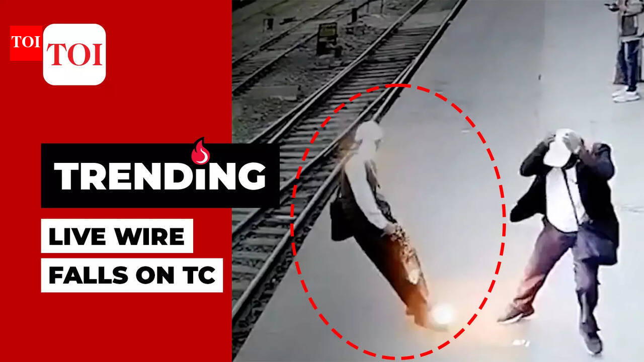 Shocking video: High tension wire falls on TC standing on the Kharagpur ...