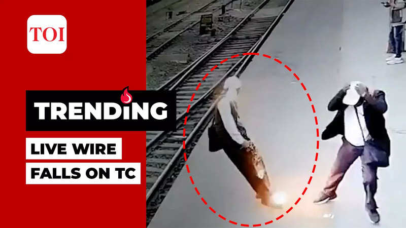 Shocking video: High tension wire falls on TC standing on the Kharagpur ...