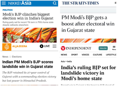 Landslide win of PM Modi's BJP in Gujarat polls grabs global headline