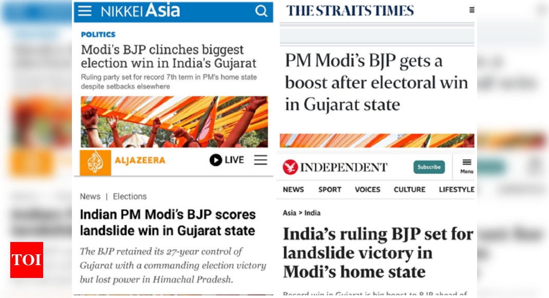 Landslide win of PM Modi’s BJP in Gujarat polls grabs global headline | Gujarat Election News – Times of India