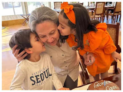 Kareena Kapoor Khan shares adorable photos of Sharmila Tagore cutting her birthday cake with Taimur and Inaaya and they are too cute to be missed