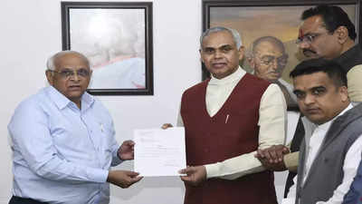Bhupendra Patel meets Gujarat governor, stakes claim to form government