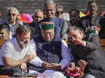 Shimla: Himachal Pradesh Chief Minister Sukhwinder Singh Sukhu with Congress Pre...