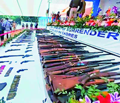 1,179 Bru militants lay down weapons in Hailakandi dist