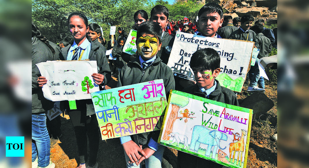 ‘सुरक्षित हमारा भविष्य’: अरावली को बचाने के लिए छात्रों ने मिलाया हाथ |  गुड़गांव समाचार – टाइम्स ऑफ इंडिया