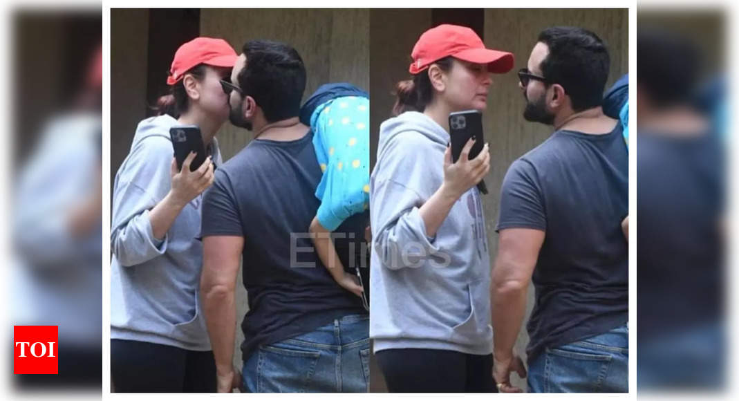 Kareena Kapoor Khan bidding husband Saif Ali Khan goodbye with a kiss under her building is all things love – See photos | Hindi Movie News