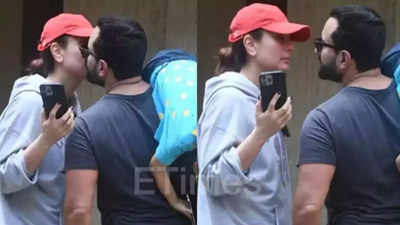 Kareena Kapoor Khan bids goodbye to husband Saif Ali Khan with a kiss; netizens say 'Camera ke liye showoff'
