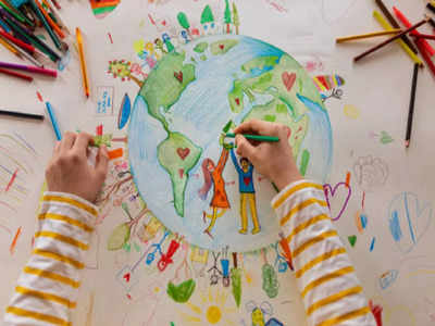 Hand Drawing Save the World with Wooden and Green Leaves Nature Background  on Happy Earth Day. Environmental Conservation Stock Photo - Image of  globe, design: 163880198