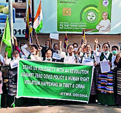 Tibetan women in Ganjam oppose China’s Covid policy