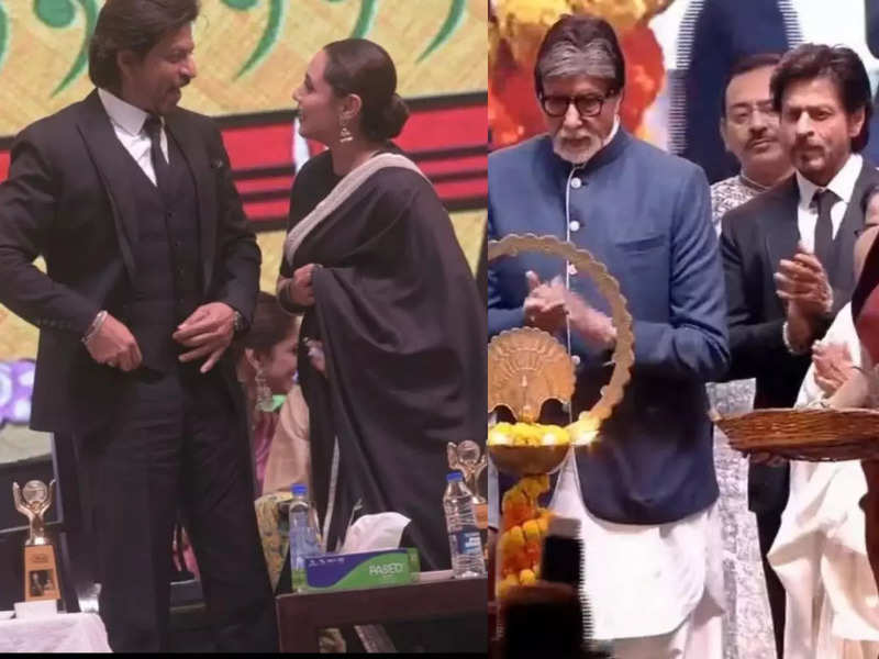 Rani Mukerji kisses Shah Rukh Khan's hand while he touches Amitabh Bachchan's feet and more: Moments at KIFF 2022 - Watch video