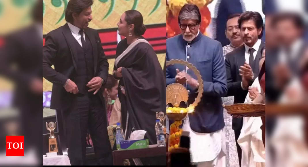 Rani Mukerji kisses Shah Rukh Khan’s hand while he touches Amitabh Bachchan’s feet and more: Moments at KIFF 2022 – Watch video – Times of India
