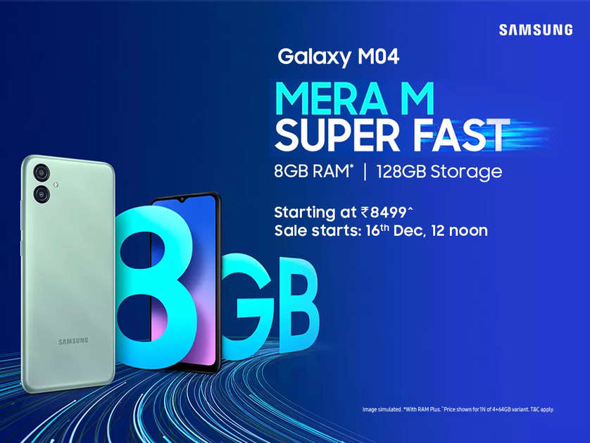 Own the all-new Samsung Galaxy M04 with superfast 8GB RAM at INR 8,499 only!