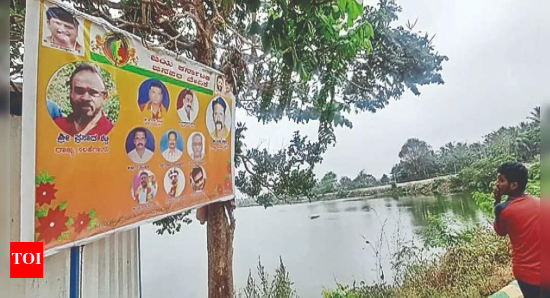 प्रदूषित केलागेरी झील पर सुबह की सैर के लिए फ्लेक्स बोर्ड |  हुबली न्यूज – टाइम्स ऑफ इंडिया