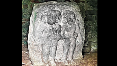 17th century hero stone found on banks of pond near Dindigul