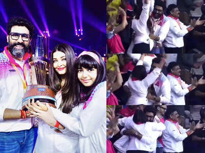 Abhishek-Ash celebrate kabaddi team's win