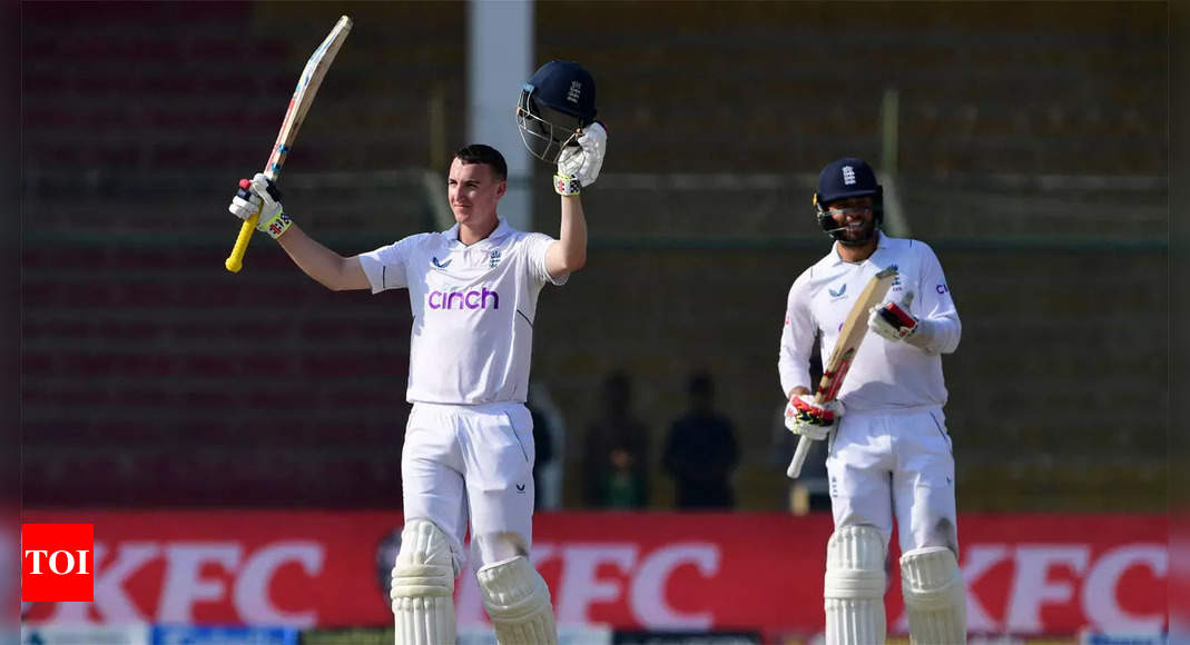 3rd Test, Day 2: Harry Brook ton powers England to narrow lead in Karachi | Cricket News – Times of India