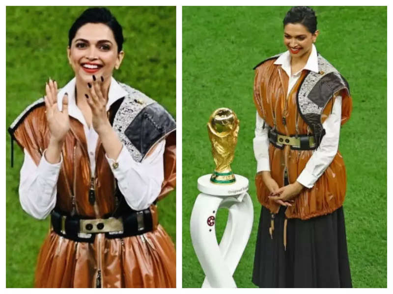 Fans roast Deepika Padukone’s stylist for dressing her like a ‘duffel’ bag for Fifa World Cup trophy unveil