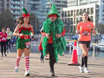 Participants dressed in holiday themed outfits participate in the Beirut Marathon Christmas run in Beirut