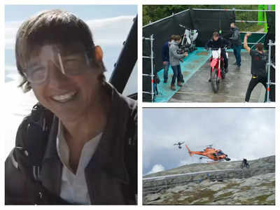 Tom Cruise shares BTS clip from 'Mission: Impossible' sets; actor jumps off plane, rides bike off cliff to shoot death-defying stunt scenes