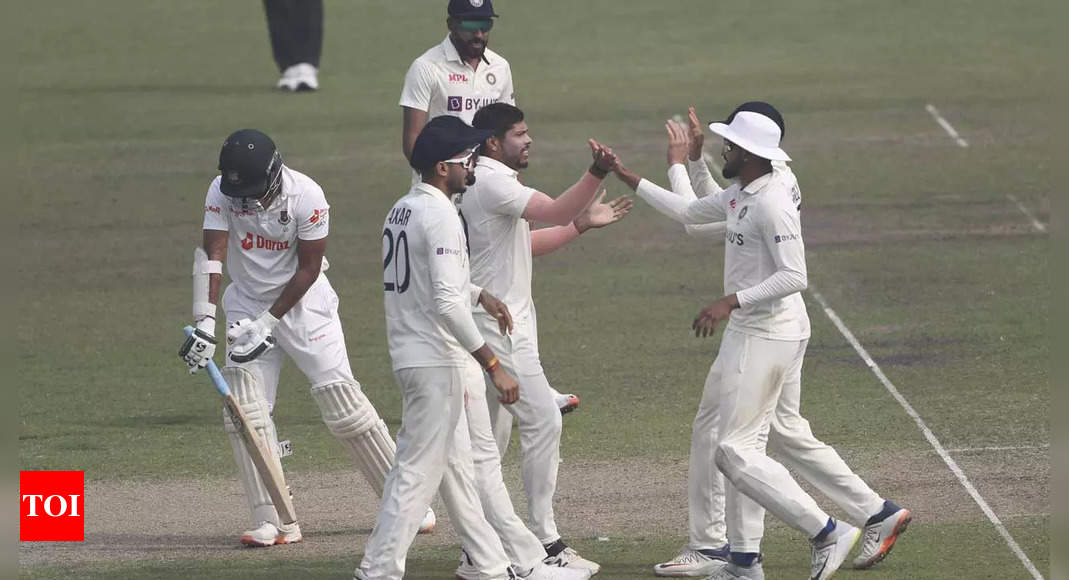 IND vs BAN 2nd Test: Umesh Yadav, R Ashwin shine as India skittle Bangladesh out for 227 on Day 1 | Cricket News – Times of India
