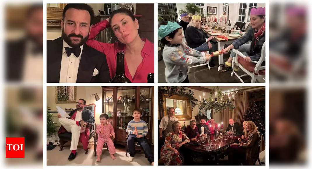 Kareena Kapoor Khan shares glimpses from her Christmas celebrations with Saif Ali Khan, Taimur and Jeh – WATCH – Times of India