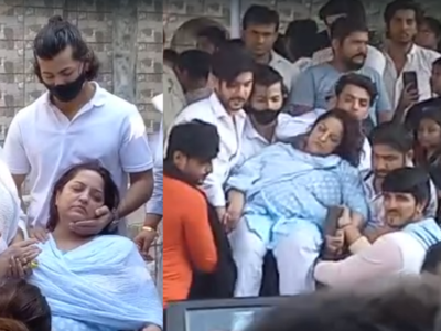 Tunisha Sharma's mother faints at the crematorium; post the rituals Kanwar Dhillon, Shivin Narang, Siddharth Nigam and Vishal Jethwa carry her to the car