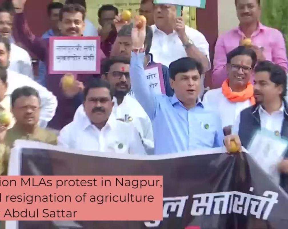 
Opposition MLAs protest in Nagpur, demand resignation of agriculture minister Abdul Sattar
