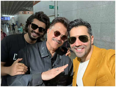 Arjun Kapoor jets off with 'Jug Jugg Jeeyo' actors Varun Dhawan, Anil Kapoor