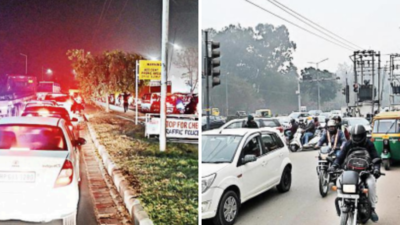 When two lanes merge into one, traffic clogs & chaos ensues in Chandigarh