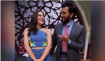 Sara Ali Khan and Riteish Deshmukh get together for former's special knock knock joke, indulge in fun banter