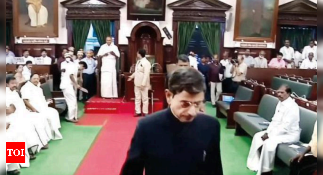 भाषण विवाद के बाद तमिलनाडु के राज्यपाल ने सदन से किया हंगामा |  चेन्नई समाचार – टाइम्स ऑफ इंडिया