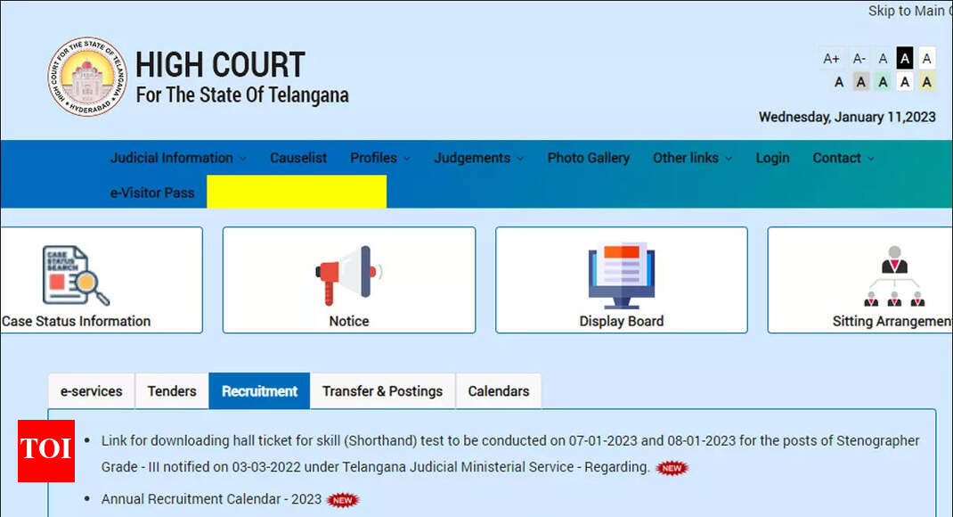 Telangana HC Recruitment 2023: Application link for 1225 Office Subordinate  vacancies active today on tshc.gov.in - Times of India