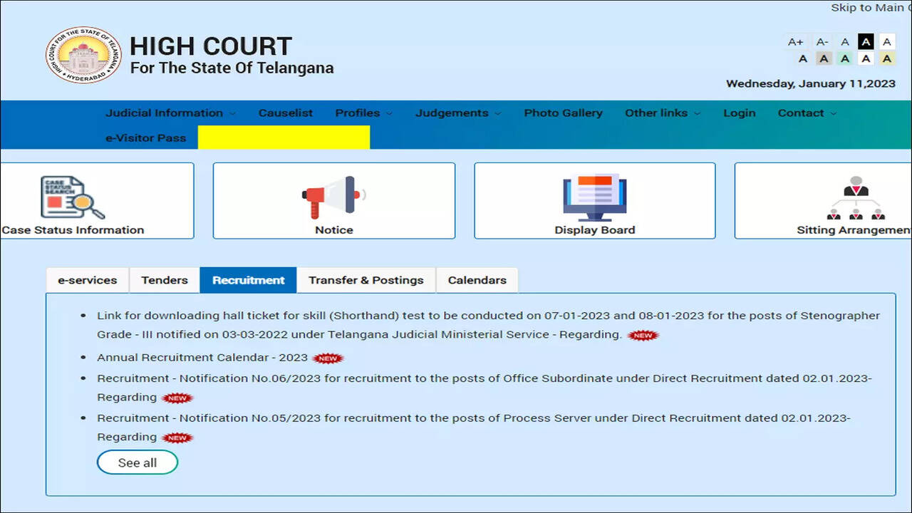 Telangana HC Recruitment 2023: Application link for 1225 Office Subordinate  vacancies active today on tshc.gov.in - Times of India