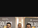 N. T. Rama Rao Jr., S. S. Rajamouli and Ram Charan at the 80th Golden Globe Awards.