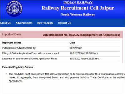 RRC NWR Apprentice Recruitment 2022: Apply online for 2026 Posts at rrcactapp.in