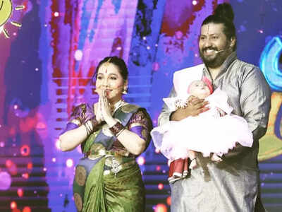 Sameer Acharya and Shravani celebrate daughter Sarvartha' s naming ceremony on Nannamma Superstar's stage; judges happily participate
