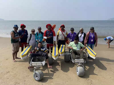 Drishti lifesavers assisted delegates at Purple Fest to enjoy the sea off Miramar