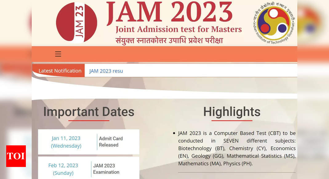 IIT JAM Admit Card 2023 released on jam.iitg.ac.in, here’s how to download – Times of India