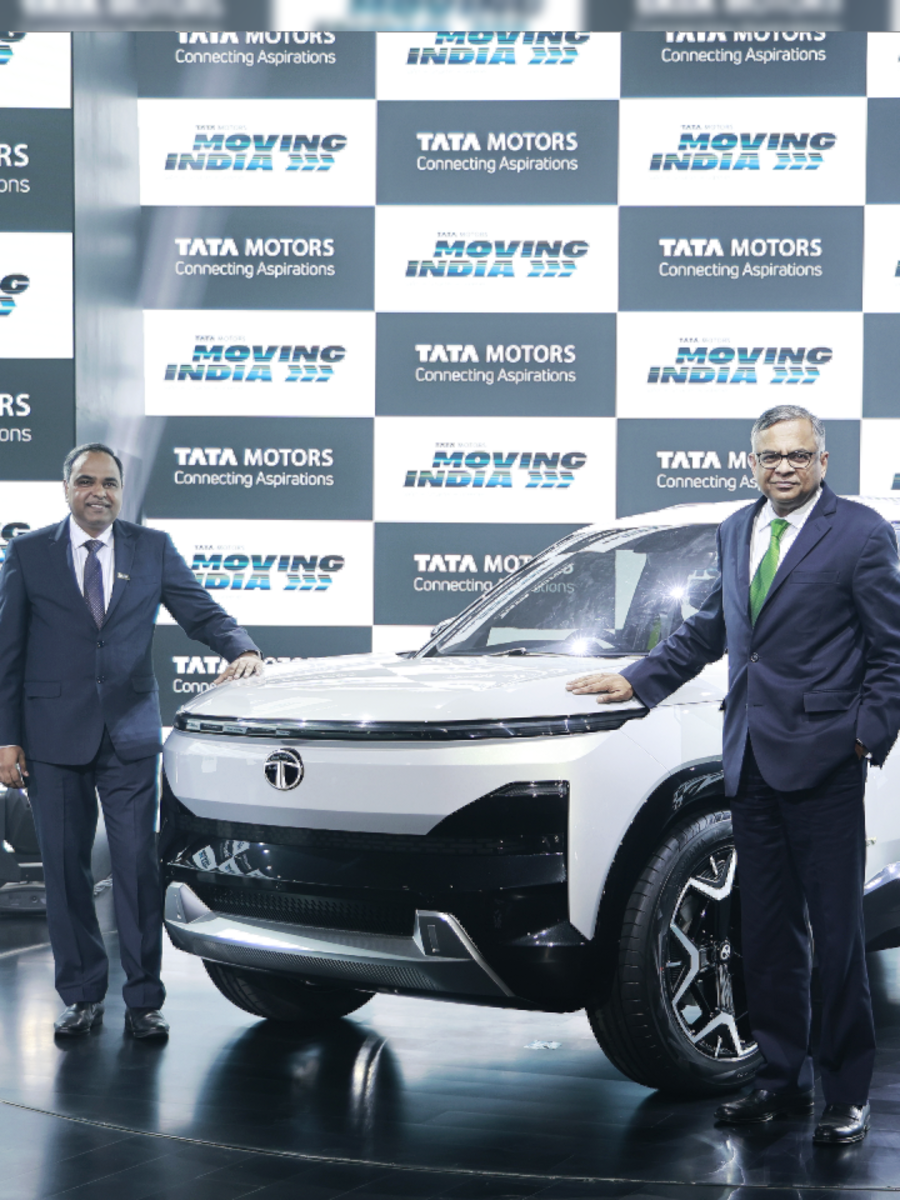 In images Tata Motors electric Harrier, Sierra and Curvv petrol SUVs