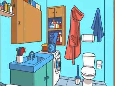Spot the headphones in the bathroom