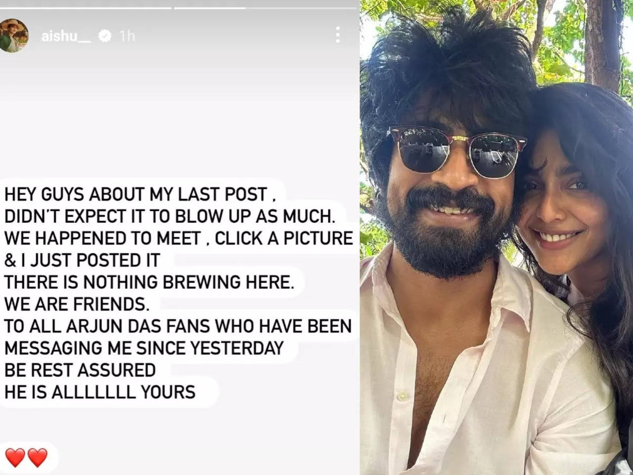 We are friends! Aishwarya Lekshmi clarifies the viral picture with Arjun Das Tamil Movie News