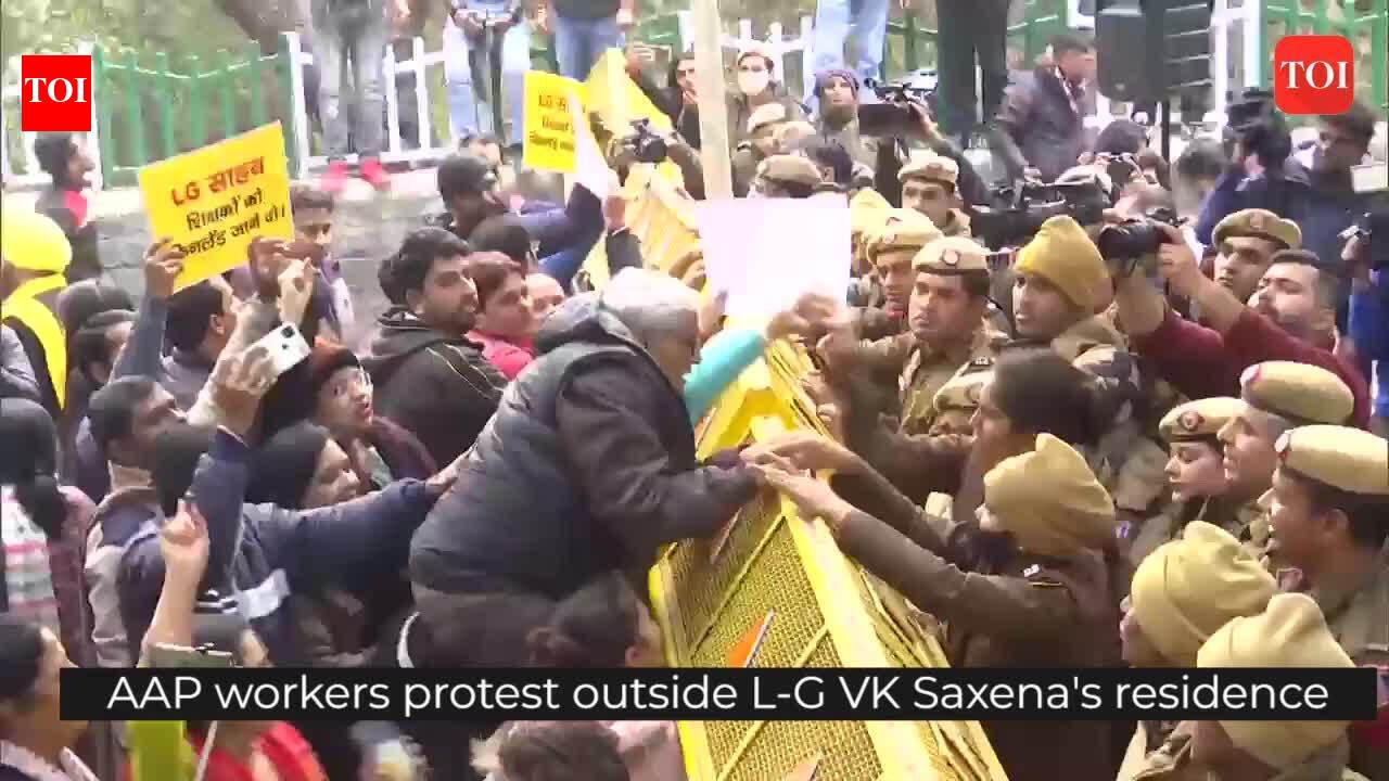 AAP workers protest outside LG residence