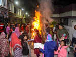 Dehradun: People celebrate 'Lohri' festival' around a bonfire, in Dehradun, Frid...