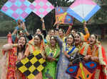 Amritsar:Students wearing traditional Punjabi attire, during an event to celebrate the 'Lohri' festival in Amritsar, Friday, Jan. 13, 2023.(Photo:Pawan sharma/IANS)