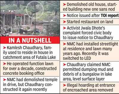 NMC installed streetlight for neta, allowed levelling of Futala Lake bed