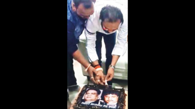 Now, businessman in Mumbai cuts cake with pictures of Chhota Rajan, held